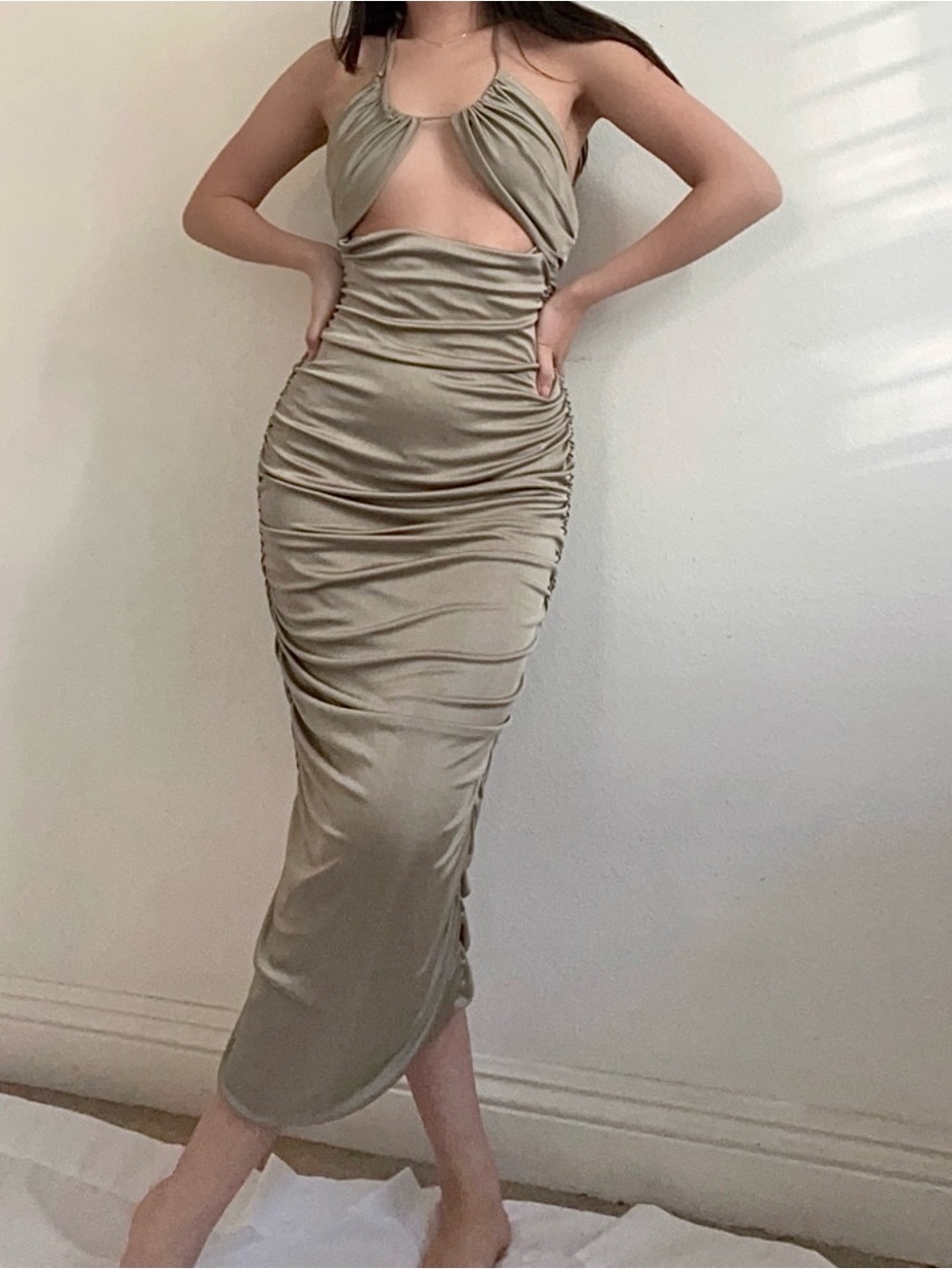 Third form Lead On Halter Midi Dress in Taupe